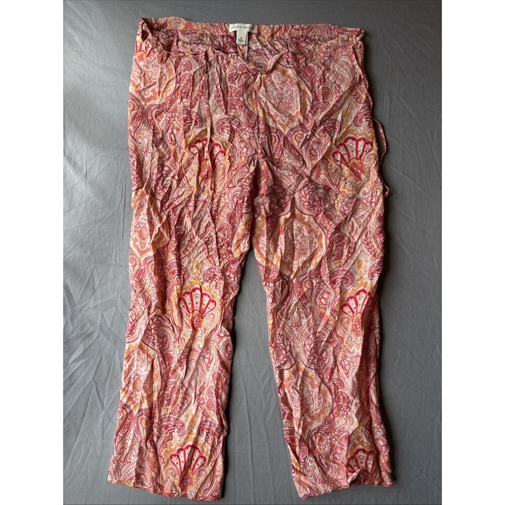 Banana Republic - Pink Floral Patterned Silk Pull String Pants - Size 6